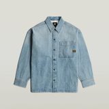 G-Star Boxy Fit Overshirt Heren XL Katoen Sun Faded Pacific Blue