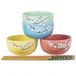 lachineuse - Set van 4 Japanse Zen kersenbloesemkommen, diameter 11 cm, rijstkommen, pokekom, ontbijt- en soepkommen, 4 paar eetstokjes