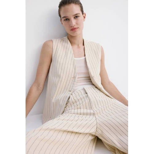 Mango Gilet met krijtstreep ecru