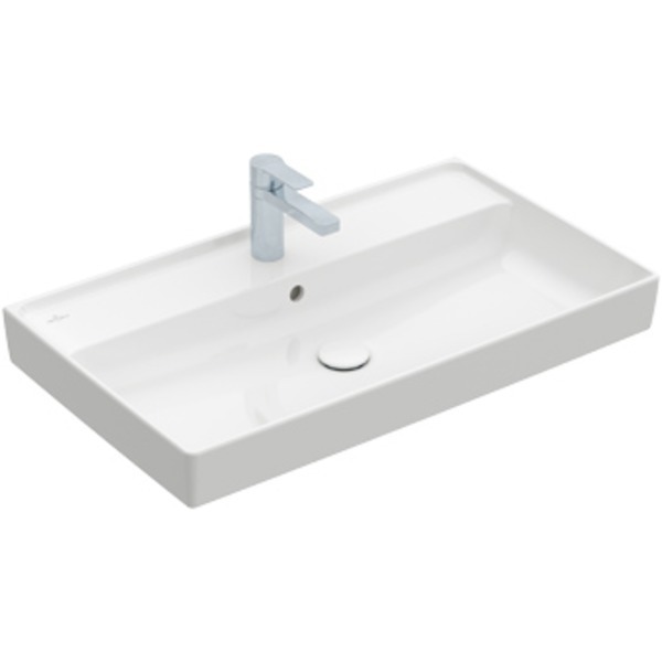 Villeroy & Boch Collaro meubelwastafel onderzijde geslepen 80x47cm m. overloop m. 1 kraangat wit 4A338G01 4A338G01