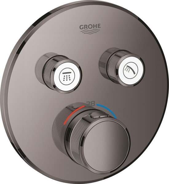 GROHE SmartControl afbouwdeel v. inbouwkraan thermostatisch m. omstel v. 2 functies rond hard graphite 29119A00 29119A00