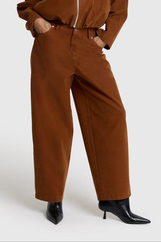 Alix the Label dames broek van imitatie suède - cognac