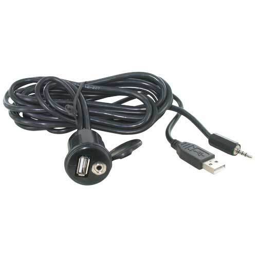 TCP 40.30133 USB inbouwsocket - AUX in - 180 cm kabel - inbouw
