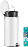 SONGMICS Ronde afvalbak van 30 liter met pedaal - Wolkenwit