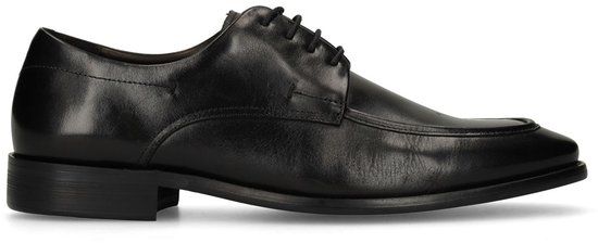 Manfield - Zwarte leren veterschoenen - Maat 45