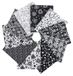 Solidchoice - 10 Pièces 100% Coton Fat Quarters 46x53cm pour Quilting et Travaux Créatifs - Fleurs Noir Blanc