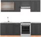 Vicco Fame-Line Unité de cuisine complète – 240 cm, marbre WB anthracite, style champêtre/chêne kraft doré