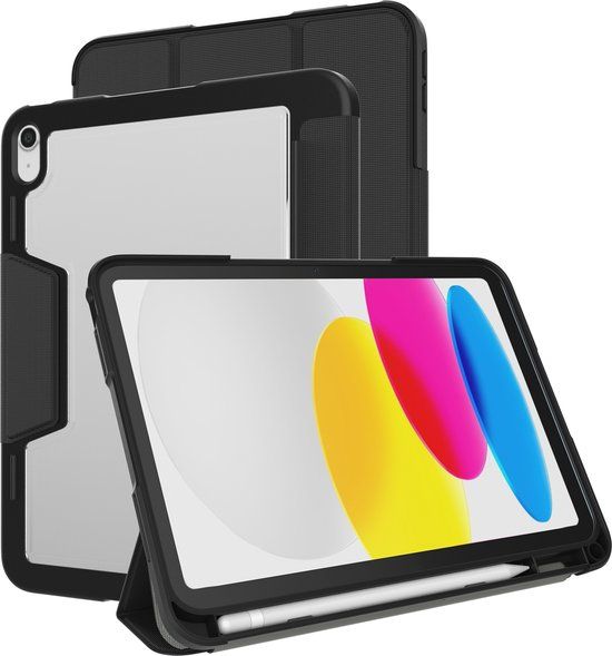 Just in Case tablet Hoes geschikt voor iPad 2025 10.9 inch (11th Gen) / iPad 2022 (10th Gen) - Military Grade TriFold Bookcase - Zwart