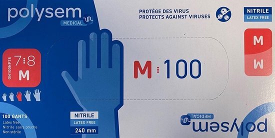 Nitril handschoenen Virus EN374-5 EN455 (Large 100st)