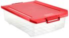 Tatay Opbergdoos met deksel, 32 l, onder bed, 40 x 57 x 18 cm | TATAY Opbergdoos, 32 liter, deksel met scharnier, geïntegreerde wielen, BPA-vrije kunststof, 40 x 57 x 18 cm, rood