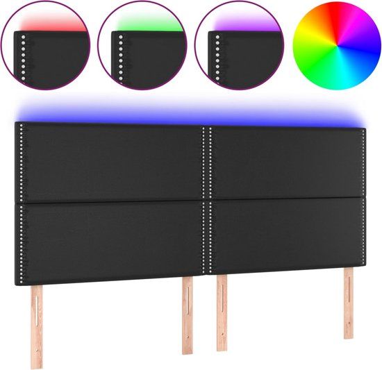 vidaXL Hoofdbord LED 200x5x118/128 cm kunstleer zwart