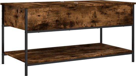vidaXL Salontafel 100x50x50 cm bewerkt hout en metaal gerookt eiken