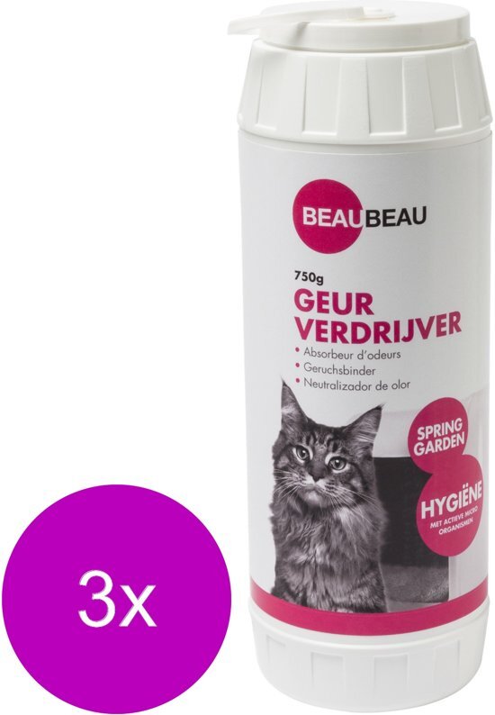 BEAU BEAU Beaubeau Kattenbak Geurverdrijver - Kattenbakreinigingsmiddelen - 3 x 750 g Spring Garden