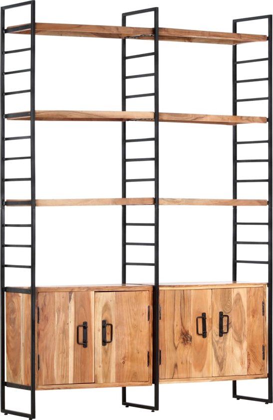 VidaXL Boekenkast met 4 schappen 124x30x180 cm massief acaciahout