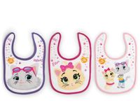 LULABI 44 GATTI GIRL - Set van 3 slabbetjes, 100% katoen, 19 x 17 cm, Kleurrijk