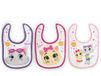 LULABI 44 GATTI GIRL - Set van 3 slabbetjes, 100% katoen, 19 x 17 cm, Kleurrijk
