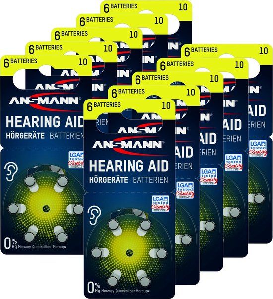 Ansmann Type 10 Hearing Aid Batteries - 60 Pack