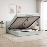 vidaXL Ottoman Bed with Mattress Light Grey 200 x 200 cm Velvet