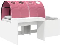 vidaXL Kinderhoogslaper met bureau 3-delig Wit en Roze Bewerkt hout