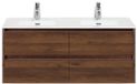 BES LED Dante Badmeubelset 120 cm - 4 Laden Walnoot - Keramische Wastafel Wit Cover