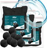 Sillar, Filterballen voor zandfilterpomp, zwembad, met actieve kool, herbruikbaar, filterbollen geschikt voor zwembad pomp, 2100g, set 3x 700g, zwart