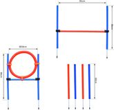 PawHut Behendigheidsset voor huisdieren - Metaal - 95x15x60cm - Blauw