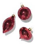 HEMA Boules de Noël en verre rouges - 3 pièces