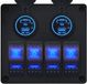 ProRide Schakelpaneel 12V voor Auto/Boot - USB/USB C Stopcontact 4 Poorten met Schakelaar - 65W - QC3.0 - 4 schakelaars - Blauw