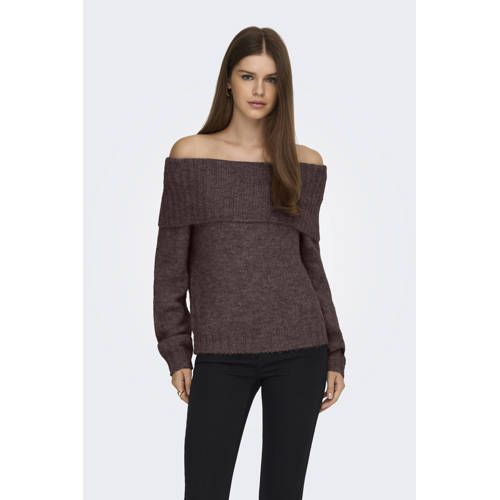 ONLY - ONLSHINE LS OFF SHOULDER CC KNT - Dames - Gebreide truien - XXL - Seal Brown