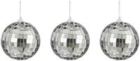 House of Seasons Discobal kerstballen - 3x st - zilver - 8 cm - foam