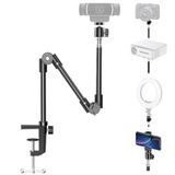 KDD Webcamstandaard cameramontage met telefoonhouder, 61 cm opvouwbare flexibele zwanenhals mobiele telefoonklem en tafelprojectorbevestiging, voor Logitech C922 C930e C920S C920 C615 C960 Brio 4K,