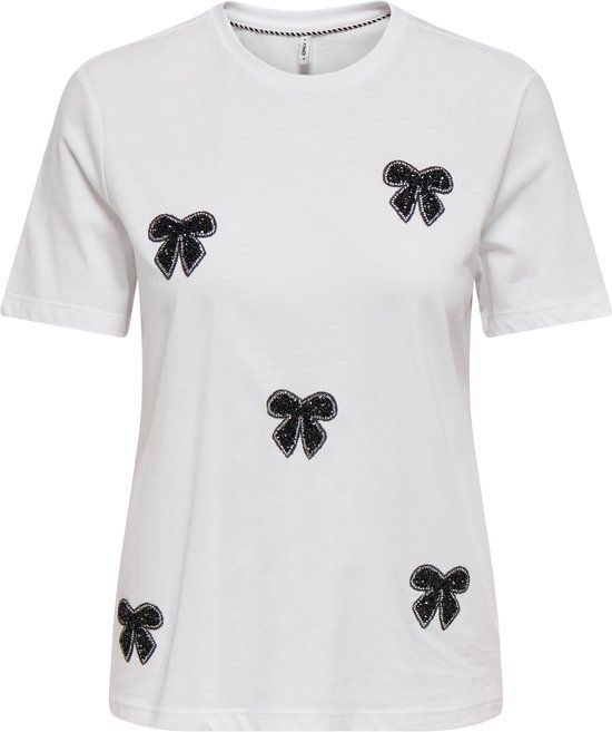 ONLY ONLKITA REG S/S PRINT TOP NOOS T-shirt Dames Korte Mouw Ronde Hals Katoen Wit XS