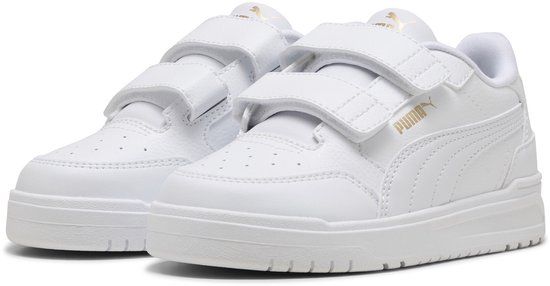 PUMA Shuffle Downtown Lo V PS Lage sneakers Kinderen Unisex Synthetisch Rubber Klittenband Wit/Goud Maat 29
