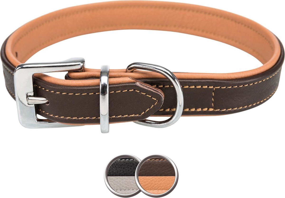 TRIXIE Active Comfort halsband - leer - 35 mm x 52-63 cm