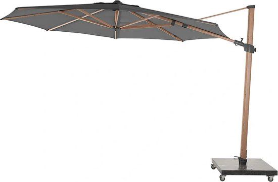 4 Seasons Outdoor Siesta Premium Zweefparasol Ø350 - Antraciet/Houtlook Frame