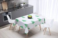 Bonamaison Tafelkleed, Anti-Mold, Sneldrogend, Waterdicht, 100% Polyester Tafellaken, Petroleum Groen, Wit, 140 x 140 Cm