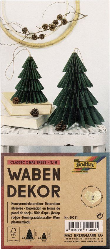 folia Max Bringmann KG Honingraatwanddecoratie Klassieke Kerstbomen, set van 2