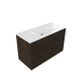 Saniclass Hout Frame Badkamermeubelset - 100x45x61.5cm - Flow solid surface wastafel wit - 1 wasbak - zonder kraangat - 2 lades - mat eiken charcoal (hout) SW1578598/SW1224149