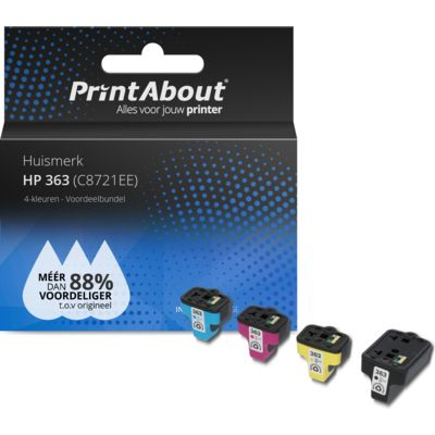 PrintAbout Huismerk HP 363 (C8721EE) Inktcartridge 4-kleuren Voordeelbundel