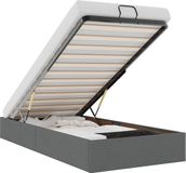 vidaXL Bedframe zonder matras, donkergrijs, 90x200 cm, stof