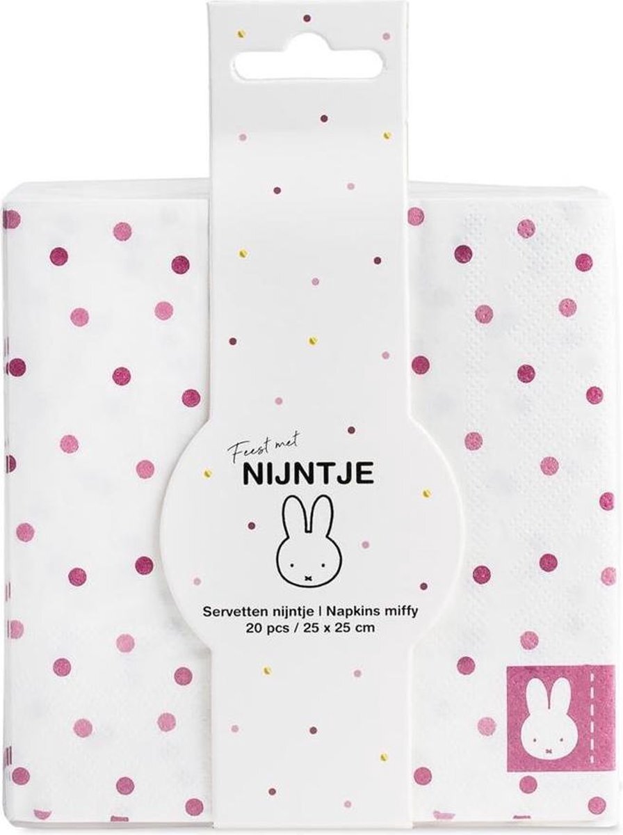 Haza original Servetten Nijntje Baby Papier Wit/roze 20 Stuks