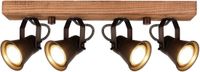 Lindby Halogeen Spot 4-Lichts Metaal/Hout GU10 Bruin/Zwart 14cm