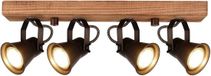 Lindby Halogeen Spot 4-Lichts Metaal/Hout GU10 Bruin/Zwart 14cm