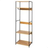 AKTIVE Max Home 18431 Open kast, 60 x 40 x 175 cm, met garderobe en 2 planken, van staal en hout, max. 30 kg, kleedruimte, schoenenkast, slaapkamerkasten, opbergrekken