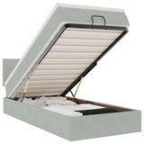 vidaXL Ottoman Bed with Mattress and LED Lights, Velvet, Light Grey, 120x200 cm
