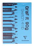 Clairefontaine 96730C - Geniet Blok GraF'it - 80 Vellen Effen Schetspapier - Uitscheurbare Vellen - A6 10,5x14,8 cm 90g - Blauwe Kaft - Pak van 5 Blokken