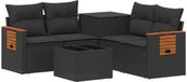 vidaXL Bankstel - 6-delig - Zwart - Poly Rattan en Staal