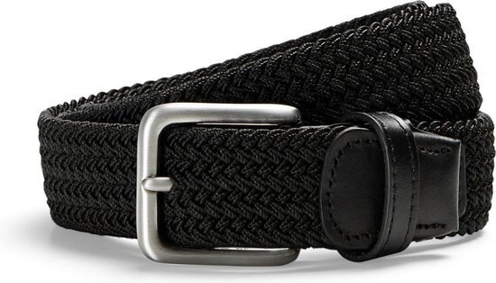 Jack & Jones Riem Zwart Gevlochten Zilveren Gesp Elastisch - 90