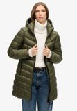 Superdry - Gewatteerde Fuji Mid jas met capuchon - Dames - Dusty Olive Green