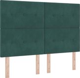 vidaXL LED Boxspringbed Donkergroen 140 x 190 cm Fluweel
